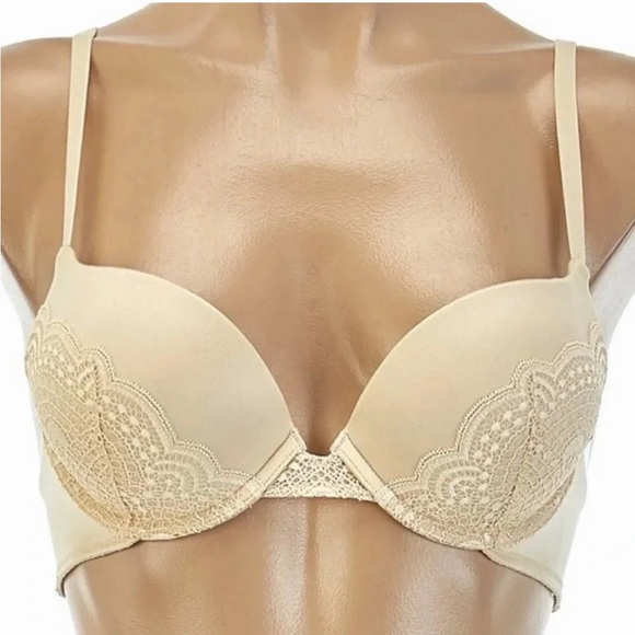Maidenform Lacy‎ Demi Coverage Push-Up UW Multi-Way Bra Nude NWT 36A - Picture 5 of 14